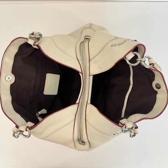 Coach Lexy Pebbled Leather Studded Shoulder Bag Chalk Off-White F59349 - Picture 10 of 13